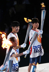 체전의 백년 100회째의 성화 잠실종합운동장 피어올랐다